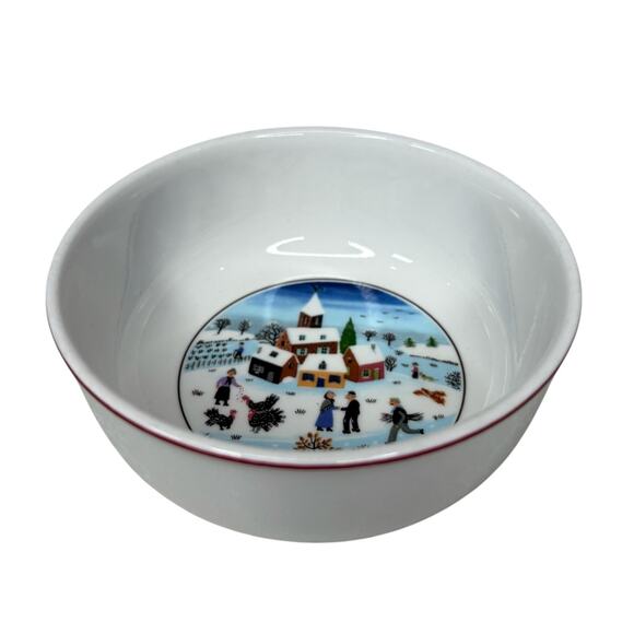 Villeroy & Boch Naif Christmas Bowl Gérard Laplau Winter Village Scene 5” - Picture 3 of 7